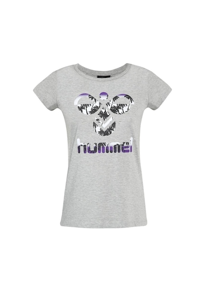 Hummel Triana Kadın Gri Baskılı Bisiklet Yaka Tişört
