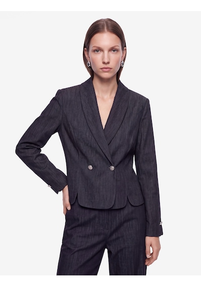 Koton Slim Fit Uzun Kollu Düğmeli Şal Yaka Kruvaze Blazer Ceket Lacivert 7wak50055pw