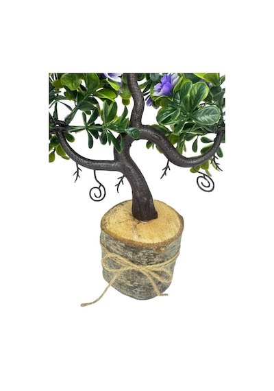Yapay Çiçek Mor Çiçekli Bonsai Ağacı Dekoratif Kütük Saksıda Yapay Ağaç Bonzai Losus Çiçekli