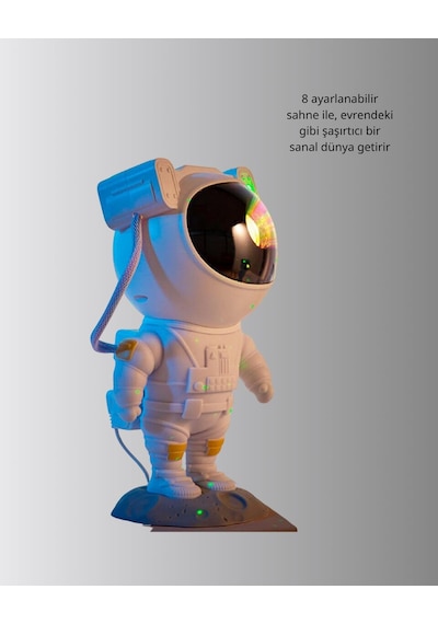 Astronot Yıldız Projeksiyon Lambası 8 Efektli Uzaktan Kumandalı Gece Işığı Belirtilmemiş