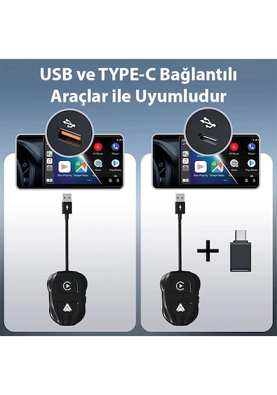 Coofbe Auto Car Play Ve Apple Uyumlu iOS Dönüştürücü Carplay Dongle Kablosuz Çevirici