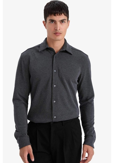 Defacto Modern Fit Polo Yaka Pike Uzun Kollu Gömlek F0330ax25aunv125 Lacivert-nv125
