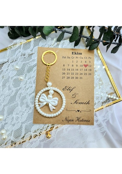 Takvim Baskılı Lüks Anahtarlıklı Söz Nişan Nikah Kına He 30 Adet
