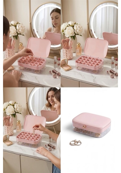Aksesuar Standı, Takı Organizeri, Kolye, Yüzük, Küpe Organizeri Pembe
