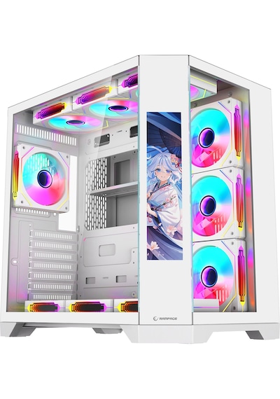 Nova 9.16'' Lcd Ekranlı Hub+kumanda Beyaz 7x12cm Argb Fan+kumanda Gaming Oyuncu Kasası