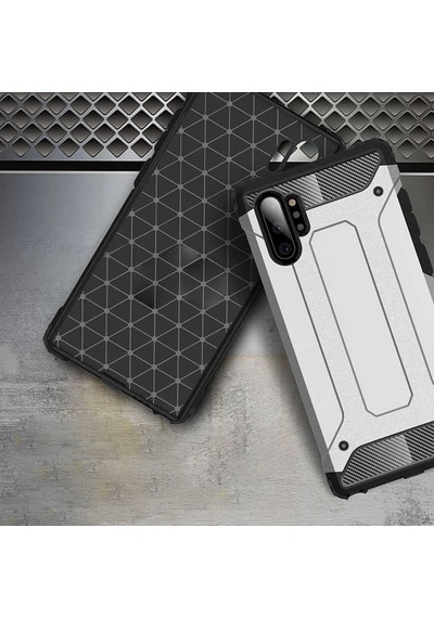 Ekılıf - Samsung Galaxy Note 10 Plus Uyumlu Kılıf Çift Katman Zırh Tank Crash Military Kapak - Gri