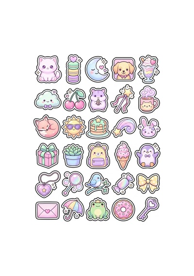 Tatlı Yiyecek Pastel Sticker Seti 150 Adet - 5'li Mega Paket - Laptop Defter Ajanda Etiketi Çok Renkli