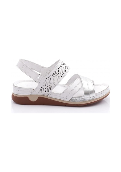 Dgn M11-6419 Kadin Sandalet Beyaz Gümüş