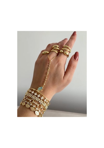 Lunarie Kalın Dome Chunky Yüzük Seti 14k Gold Ayarlanabilir Altın