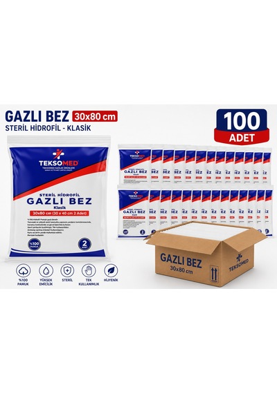 Teksomed 30x80 Steril Gazlı Bez 100 Adet
