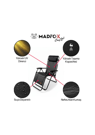 Madfox Easyrest Katlanır Şezlong Sandalye Gri