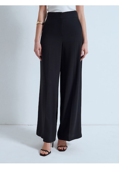 Dilvin 72706 Yüksek Bel Wide Leg Pantolon-siyah