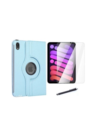 Ipad Mini 7 2024 /mini 6 Dönerli Pu Deri Standlı Tablet Kılıfı Ekran Koruyucu Dokunmatik Kalem Kapaklı Kılıf