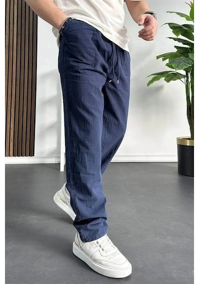 Edwox Erkek Baggy Kalıp Pantolon Lacivert Edw130