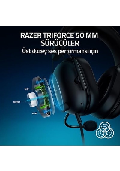 Razer Blackshark V2 X - Konsolu İçin Kablolu E-spor Kulaklık 240g, Kardioid Mikrofon, 50mm Sürücüler, Pasif Gürültü Engelleme, 3,5mm Konektör Siyah Sku: Smgstkd0961f7cbe