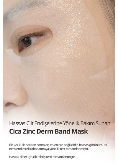 Cica İçerikli, Yoğun Esanslı, Kızarıklık Karşıtı Yaprak Maske Dermatory Cica Zinc Derm Band Mask