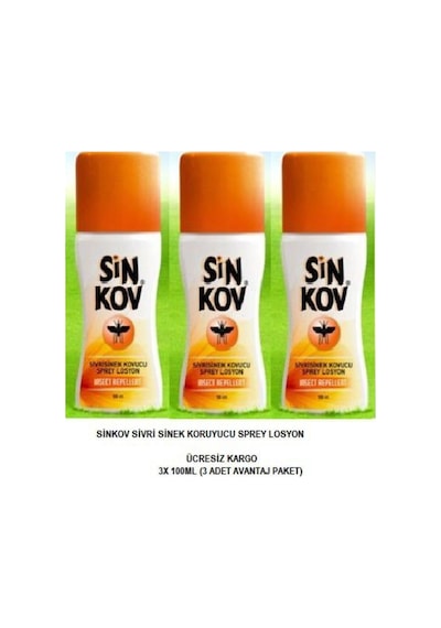 Sinkov Sivrisinek Kovucu Losyon Sinek Koruyucu Spray 3X100 Ml.