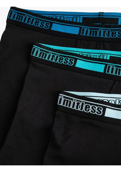 Koton 3'lü Boxer Seti Slogan Baskılı Pamuklu Siyah 4slm90040mk Siyah