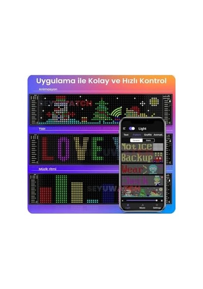 Ayrex Led Panel Cama Yapışan Telefon Kontrollü Led Ekran Panel 16 64 Led Sayısı Diğer