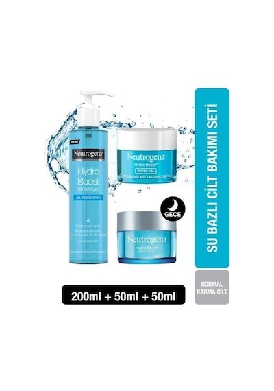 Neutrogena Hydro Boost Gel Cream 50 ML + Gece Kremi 50 ML + Jel Temizleyici 200 ML