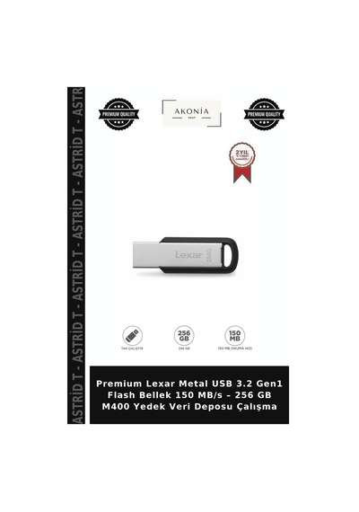 Premium Lexar Metal Usb 3.2 Gen1 Flash Bellek 150 Mb/s 256 Gb M400 Yedek Veri Deposu Çalışma