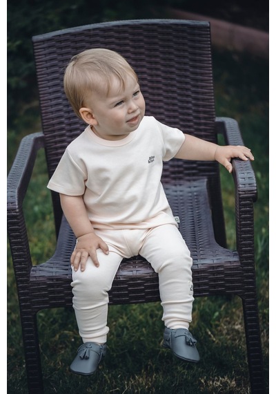 Atlasyael Atlas&yael %100 Organik Gots Belge İpek Apreli Pamuk Kısa Kollu Bebek T-shirt - Somon