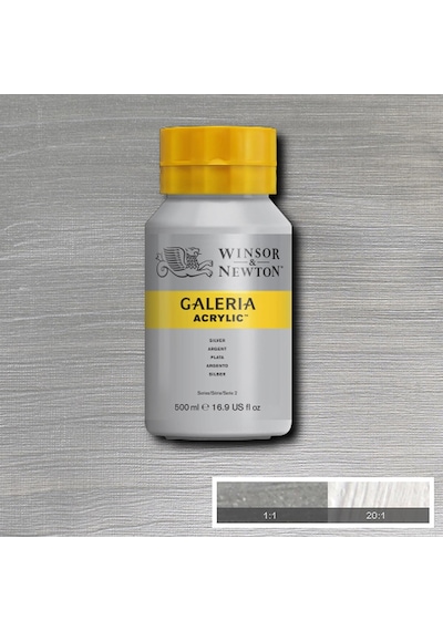 Winsor Newton Galeria Metalik Gümüş Akrilik Boya 500ml