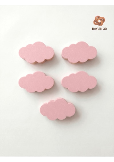 Bulut Tasarım Dolap Kulpu- Çocuk , Bebek Odası Kulp - Modern Ve Şık 30mm Vida İle Birlikte Pembe