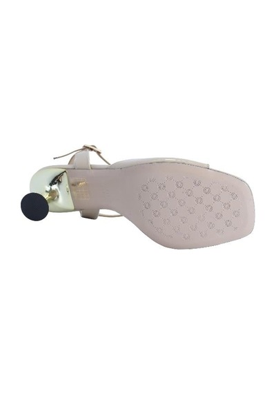 Poletto Hakiki Deri Bej Sandalet Topuklu 4183 222-2238 Bej