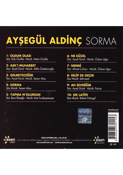 Ayşegül Aldinç - Sorma CD
