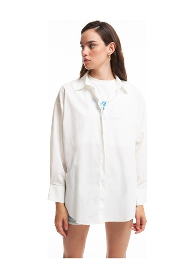 Quzu Oversize Gömlek Ekru