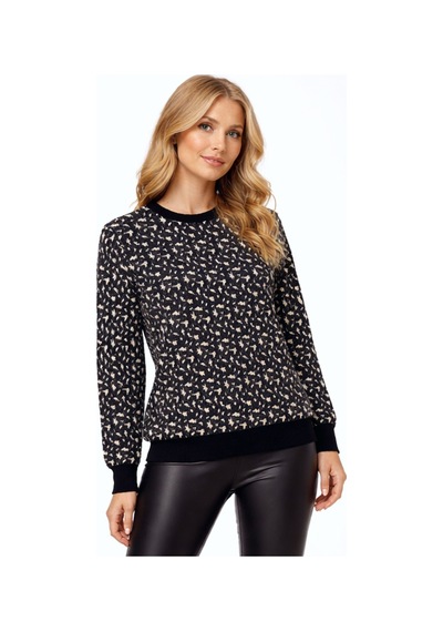 Gürkan Kadın Leopar Desen Triko Kazak Bgl-st05287 Füme