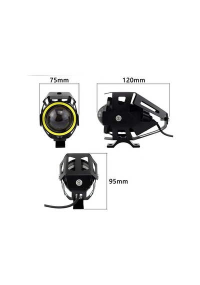 Astraled U7 Motosiklet Sis Farı, Mercekli, Büyük Kafesli, Sarı Angel Işıklı Led