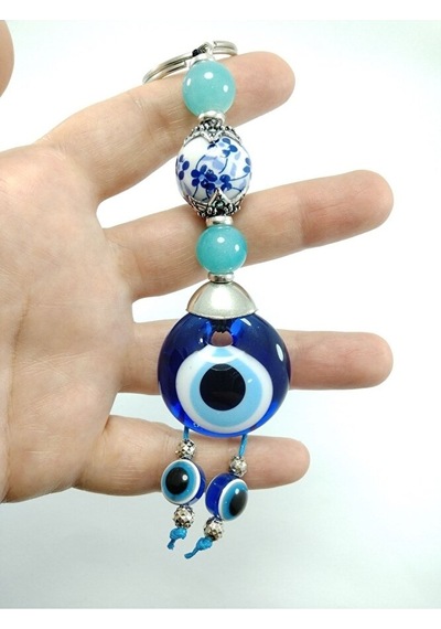 Nazar Boncuğu Anahtarlık / Araba Dikiz Ayna Süsü El Yapımı Cam Kü