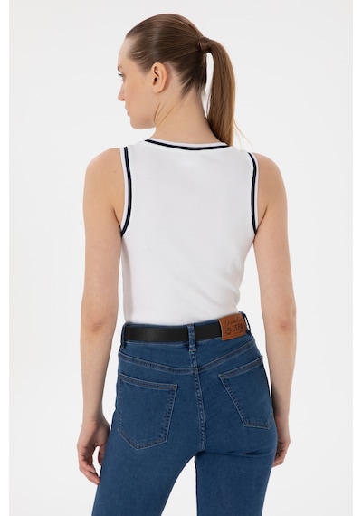 U.S. Polo Assn. Kadın Beyaz Kolsuz Bisiklet Yaka Tişört 50305857-VR013