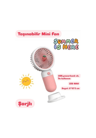 Taşınabilir Fan Soğutucu Mini Vantilatör Klima Güçlü Serinletici Şarjlı Masa Üstü Sessiz Standlı - P
