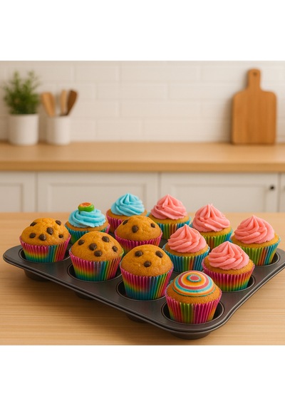 12 Li Muffin Kek Kalıbı Siyah