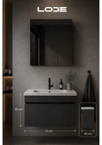 Kale Serisi Banyo Dolabı Seti Banyo Alt Dolap - Aynalı Üst Dolap Cerastyle Frame Lavabolu, Lavabo-aynalı Üst Dolap Dahil Antrasit Gri Kale Serisi Banyo Dolabı Seti Banyo Alt Dolap - Aynalı Üst Dolap Cerastyle Frame Lavabolu, Lavabo-aynalı Üst Dolap Dahil Antrasit Gri