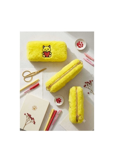 Peluş Kalem Kutusu Kalemlik Kalem Çantası 6x10x19 Cm Orta Boy Sarı Panda Çok Renkli