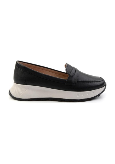Bambi Siyah Leather Kadın Loafer Ayakkabı K01518015203 Siyah