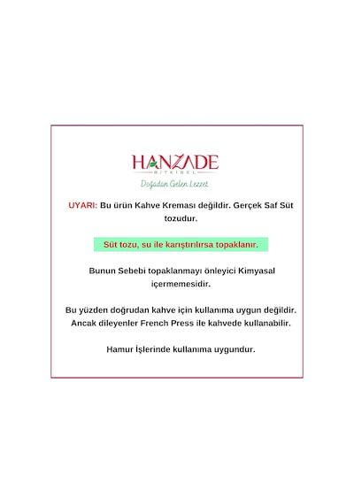 Hanzade Bitkisel Süt Tozu 100 G