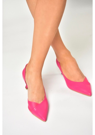 Fox Shoes U676035309 Fuşya Kalın Topuklu Kadın Ayakkabı Fuşya