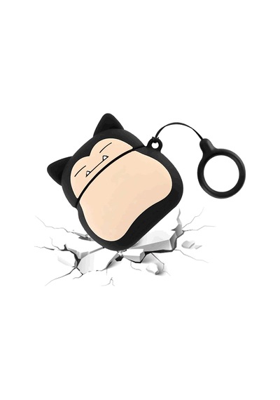 E2M Apple Uyumlu AirPods 1-2 Kılıf Snorlax Siyah