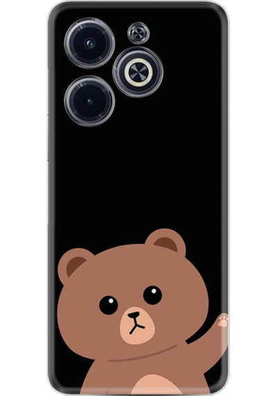Infinix Uyumlu Hot 40i Kılıf Resimli Desenli Silikon Platinium Series Hello Bear 1905