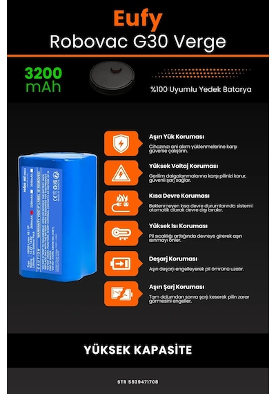 Eufy Robovac G30 Verge 3200mah Robot Süpürge Bataryası