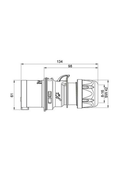 Mete Enerji 5x16a. Ip44 Düz Fiş- Vidalı Bağl. 406105v