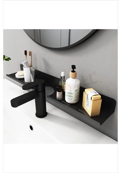 Buççin Online Mağaza Ss Delikli Banyo Raf Siyah X1 Adet 40x10cm Banyo Düzenleyici Banyo Raf Sabunluk Raf Düzenleyici Beya Çok Renkli