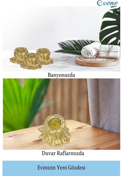 Mumluk Şamdan Tealight Mum Uyumlu Küçük Erimiş Mum Model - Altın