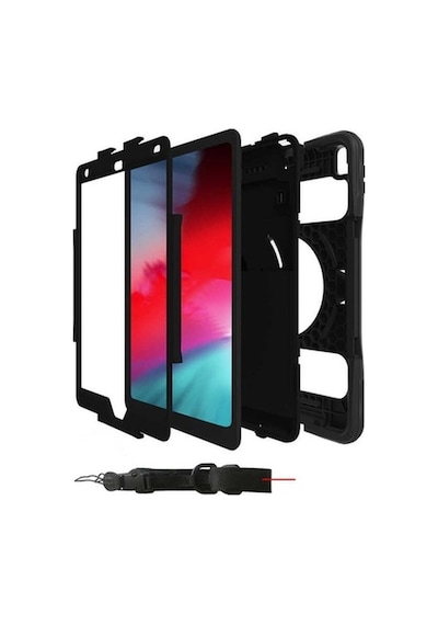 Apple Uyumlu iPad  9. Nesil 10.2 Kılıf Airtag Bölmeli Defender Case A2602-Siyah