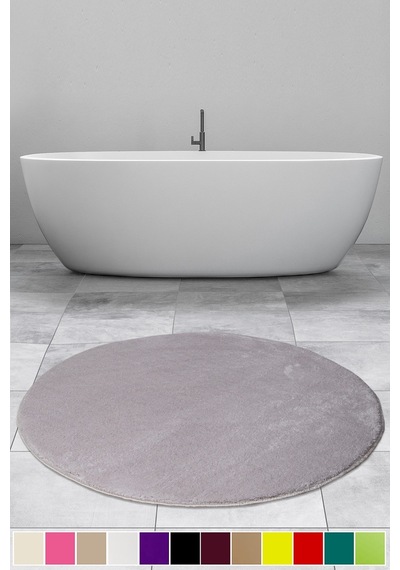 Elite Gri 100x100 Cm Yuvarlak Peluş Banyo Paspası Kaymaz Taban Pu Gri